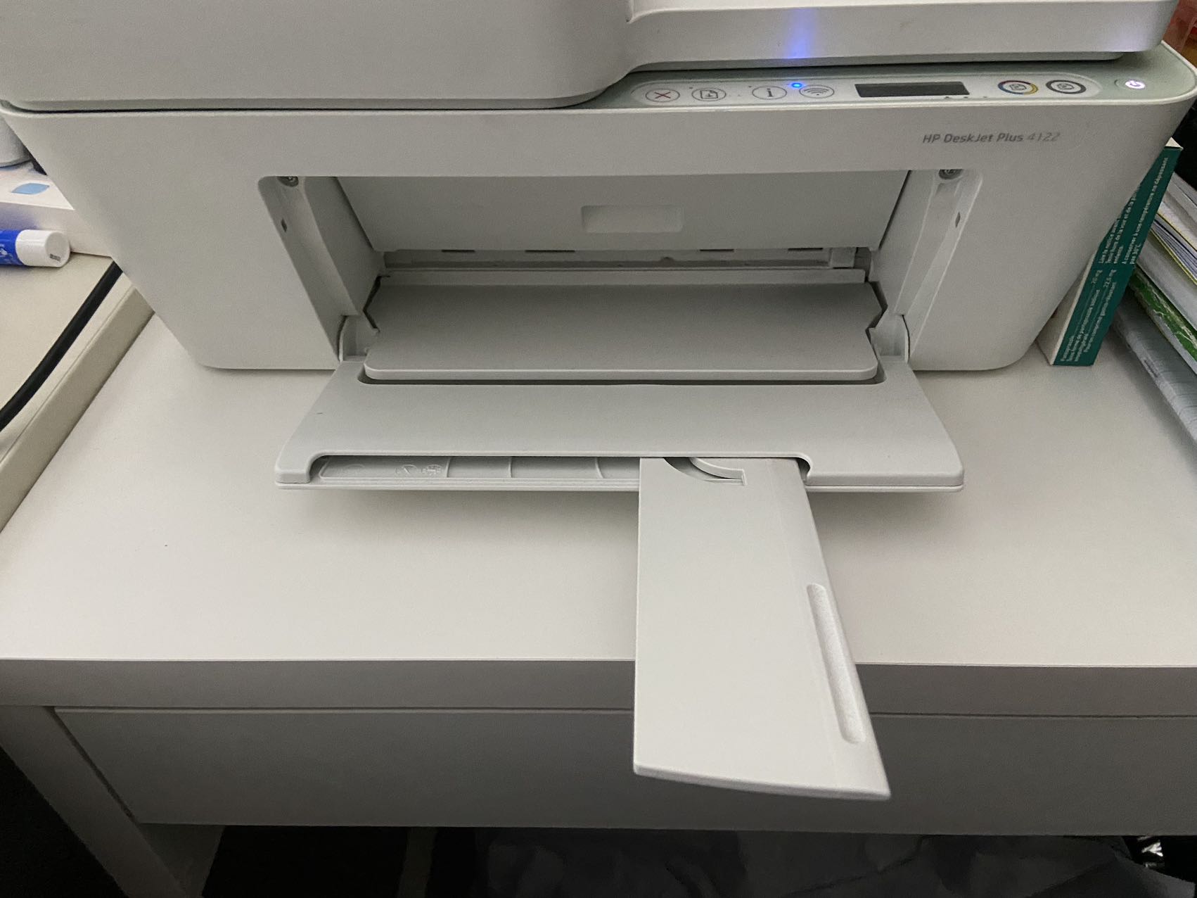 HP DeskJet Plus 4122 出纸盒延长板如何收回？ - 惠普支持社区- 1295902