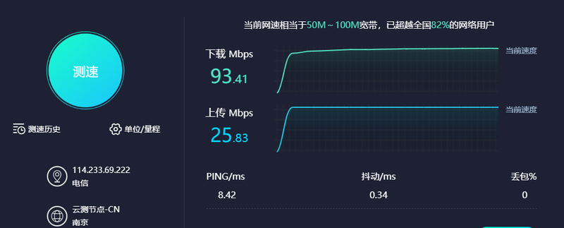 这是有线连接时的测速。